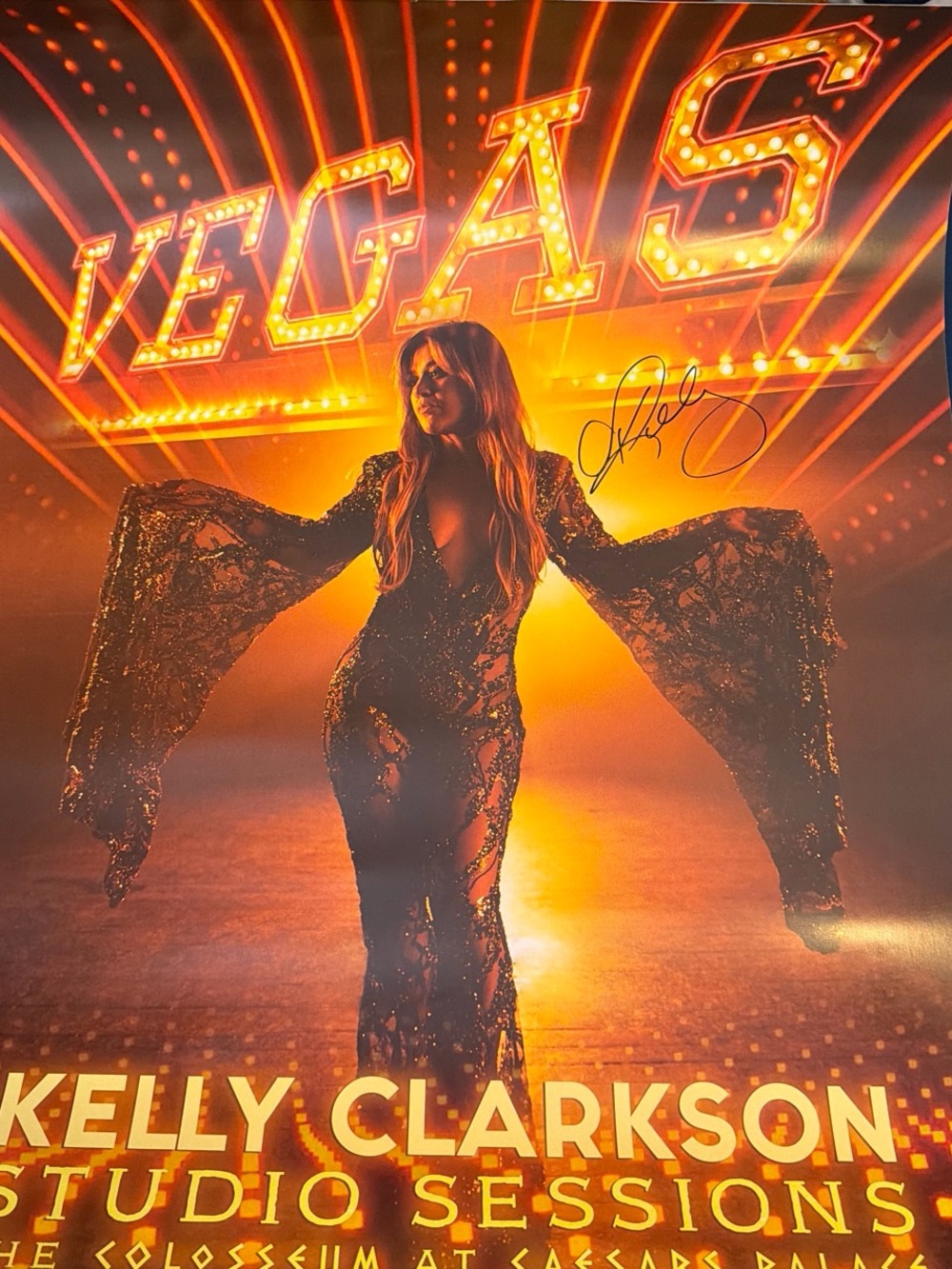 Signed authentic Kelly Clarkson Vegas studio seasions poster 18x24
